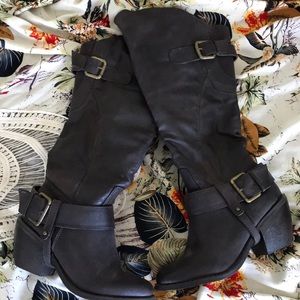Brown Faux Leather Boots